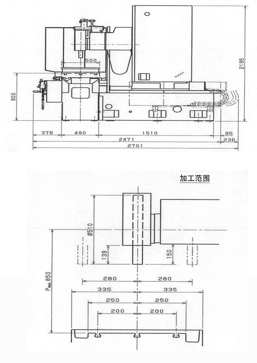 ACC155DX 高精密立柱型平面磨床機床外形圖2 